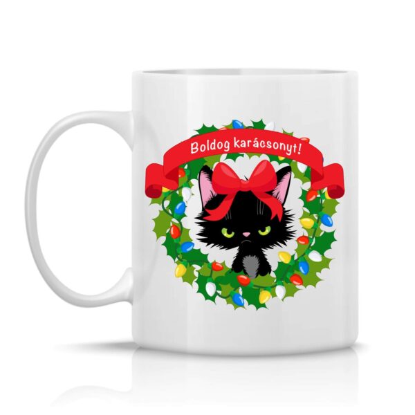 Cicajó! Karácsonyi Black Grumpy Cat bögre 1
